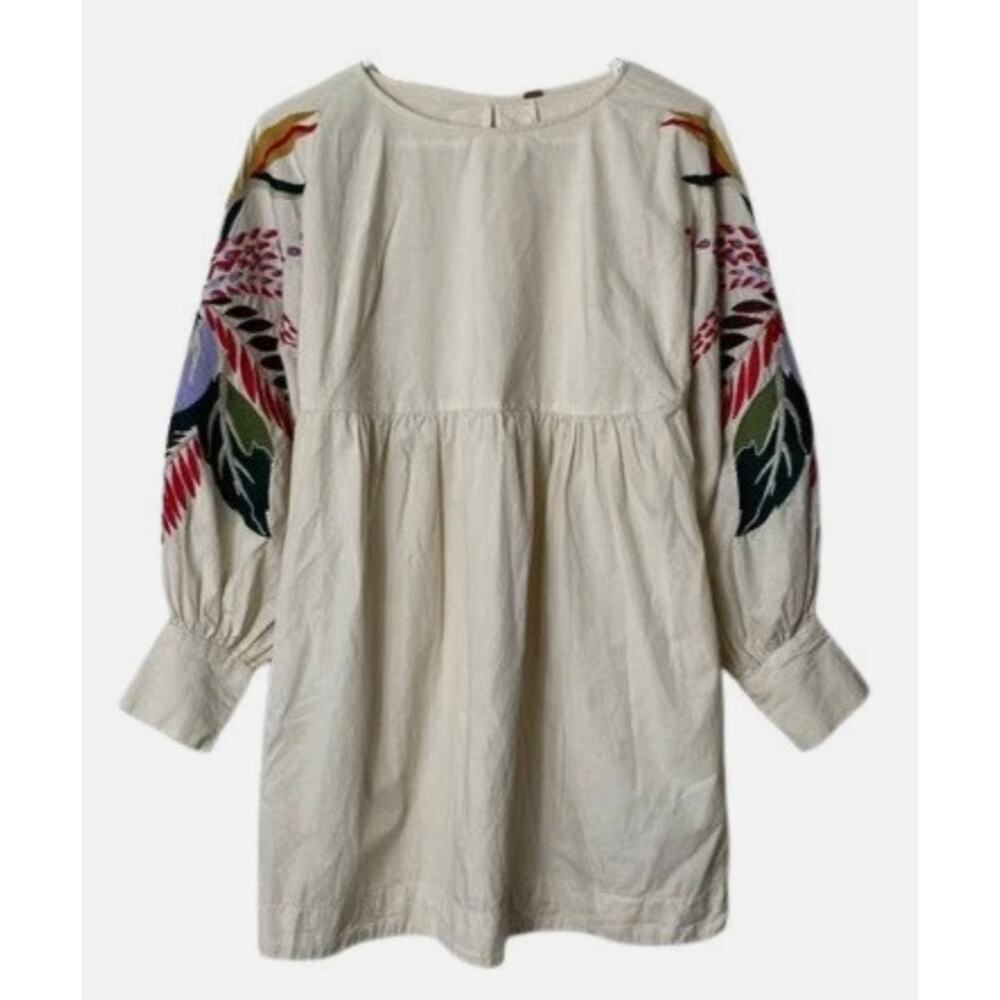 FREE PEOPLE Mini Obsessions Embroidered Dress Ivory Women's Size Small